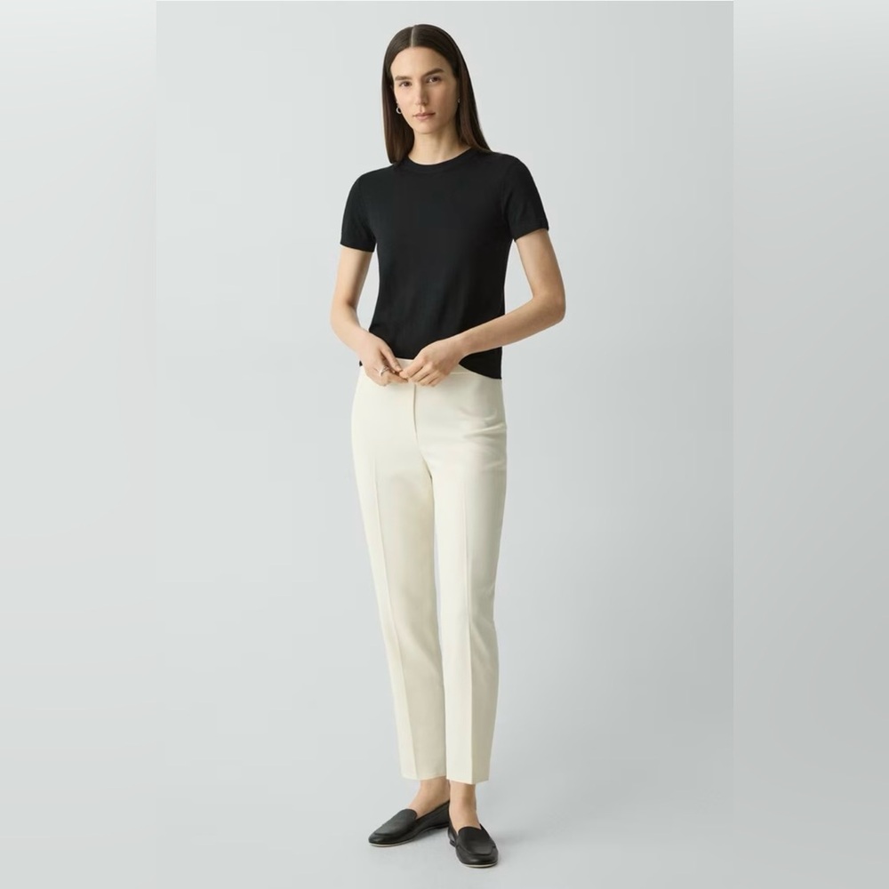 Theory Treeca Pull-On Pant in Cream Admiral Crepe Sz 4
